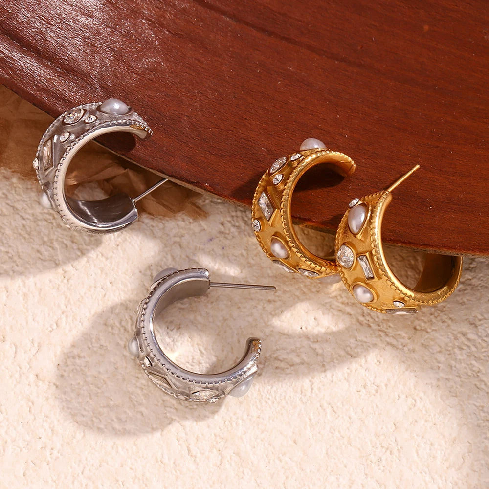 C-Shaped Hoop Earrings