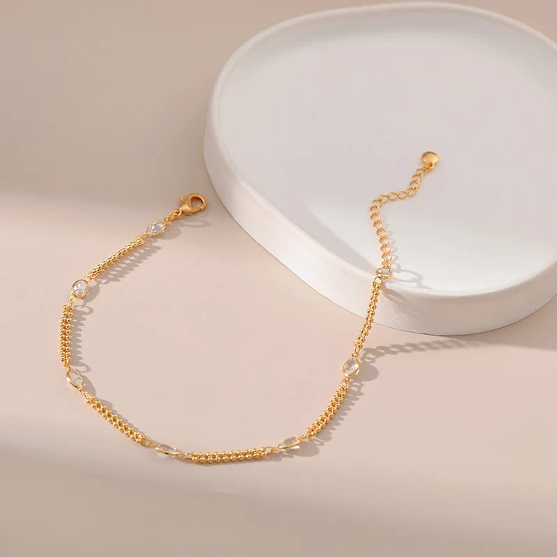 Oval Crystal Ankle Bracelet