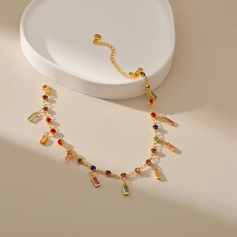 Colored Crystal Ankle Bracelet