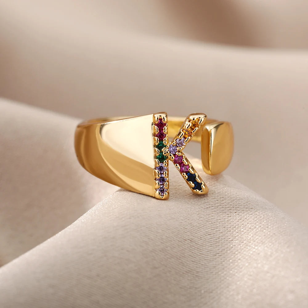 Rainbow Letter Ring
