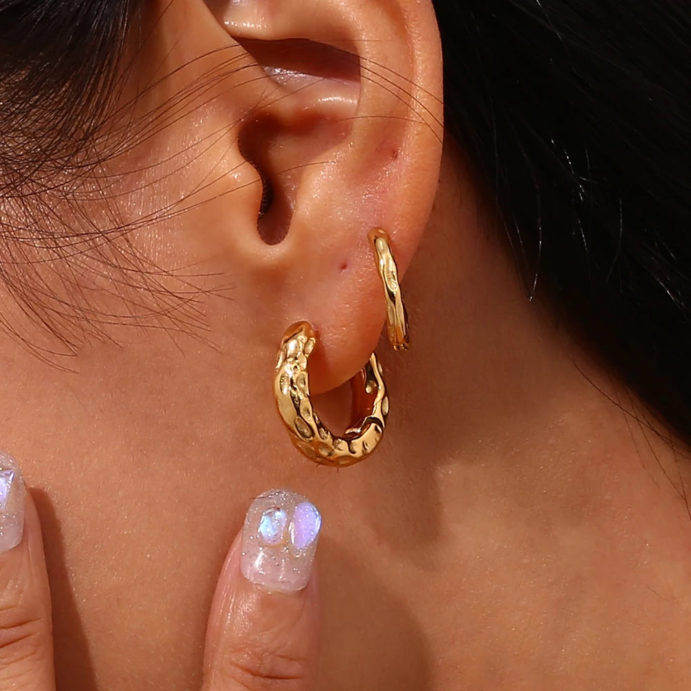 Hammered Hoop Earrings