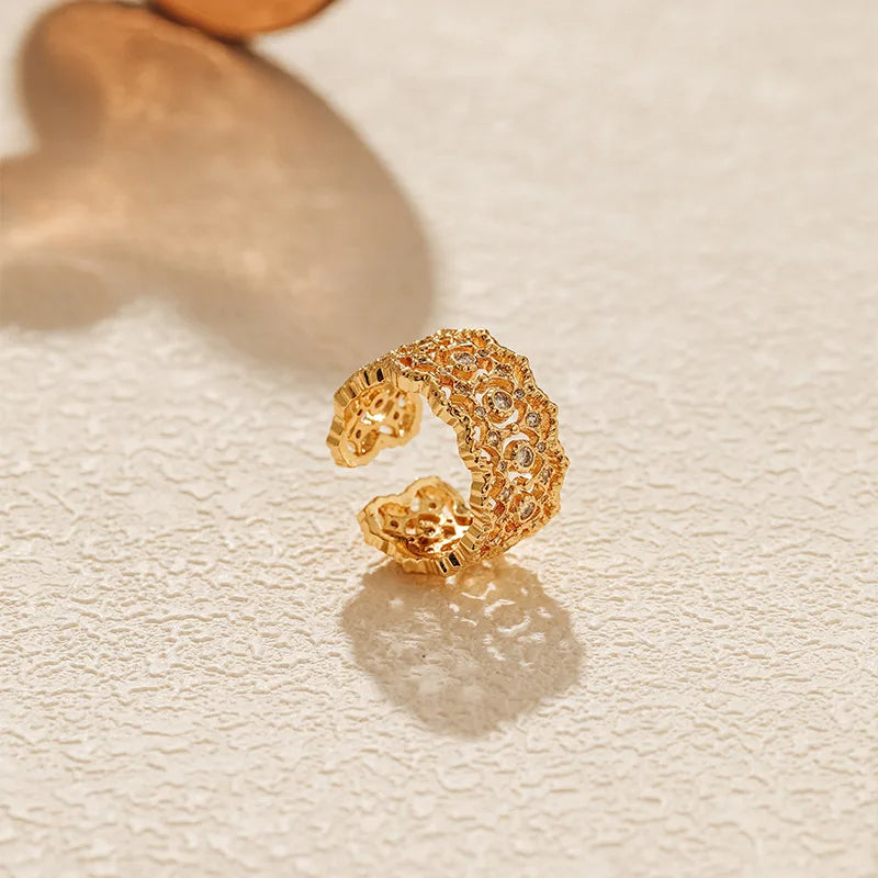 Gold Inlaid Zircon Ring