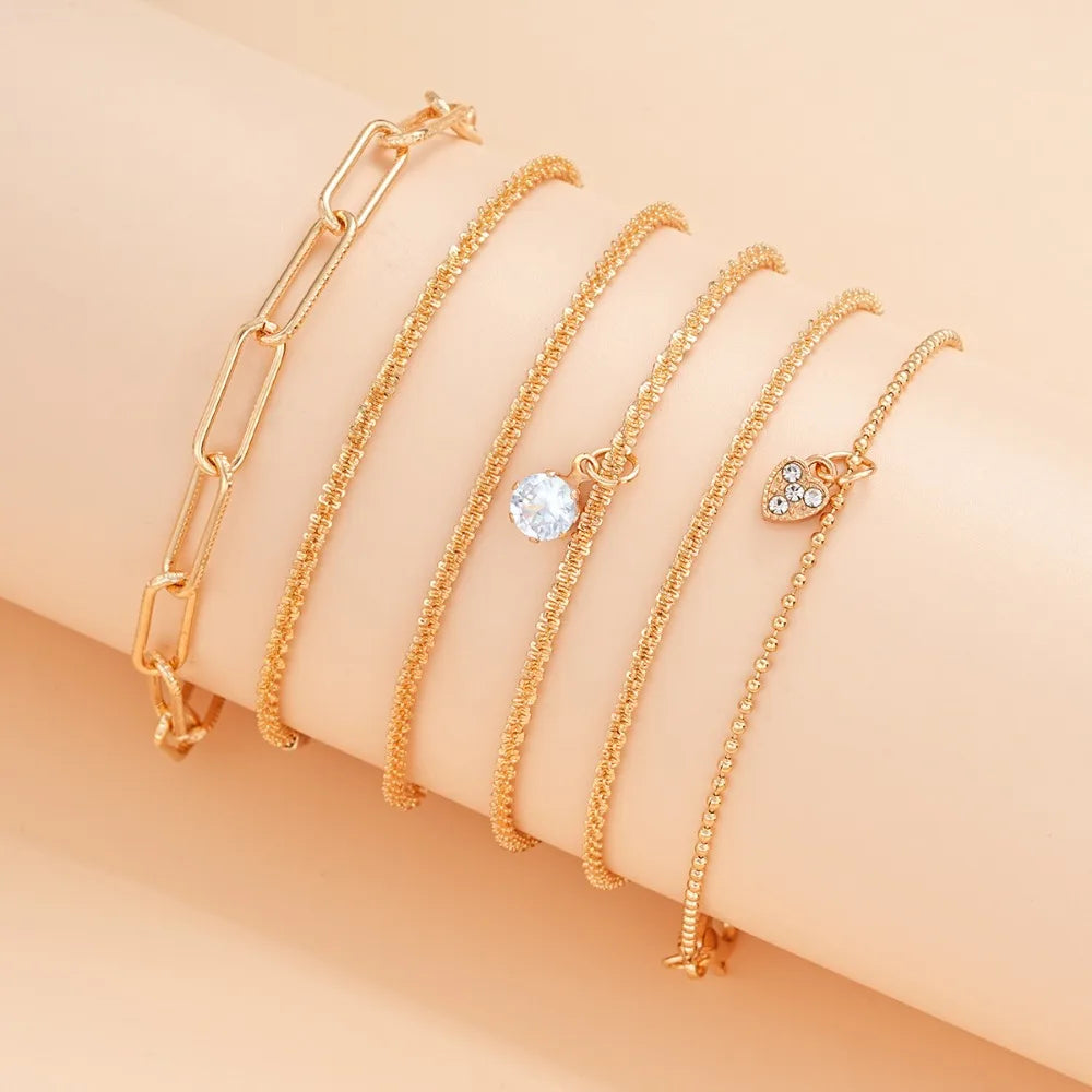 6 PCS Chunky Chain Link Bracelet Set