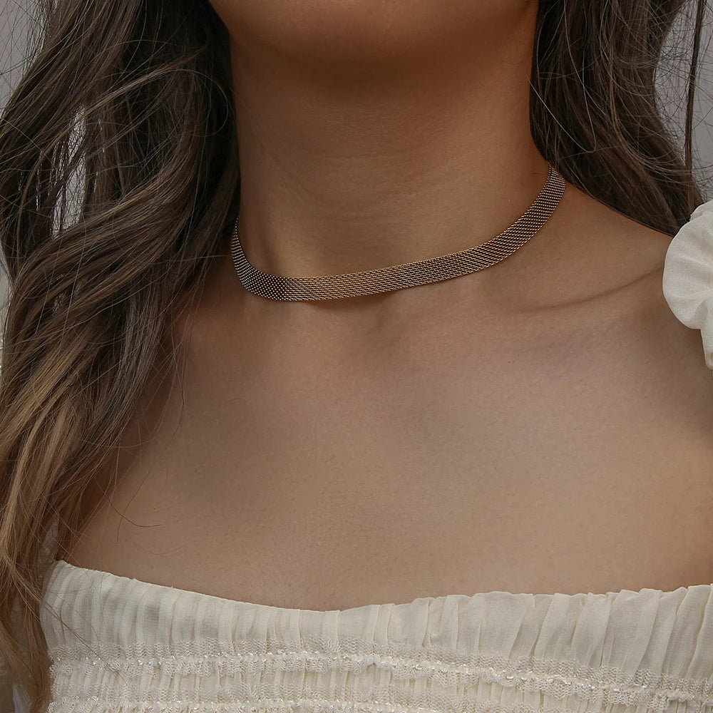 Gold Mesh Choker Necklace