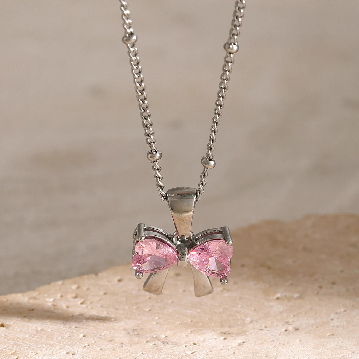 Zirconia Bow Necklace
