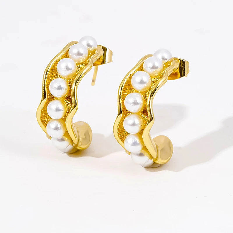 Circle Pearl Hoop Earrings