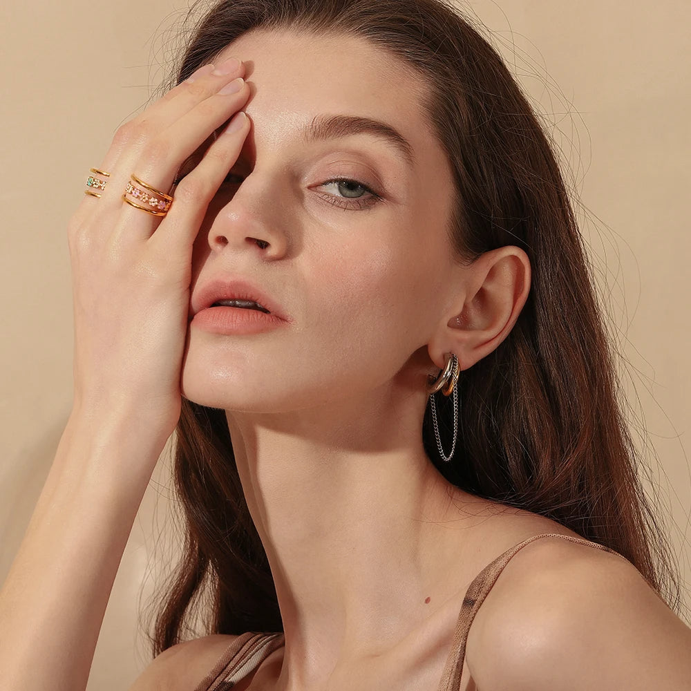 Dual Tone Chain Earrings