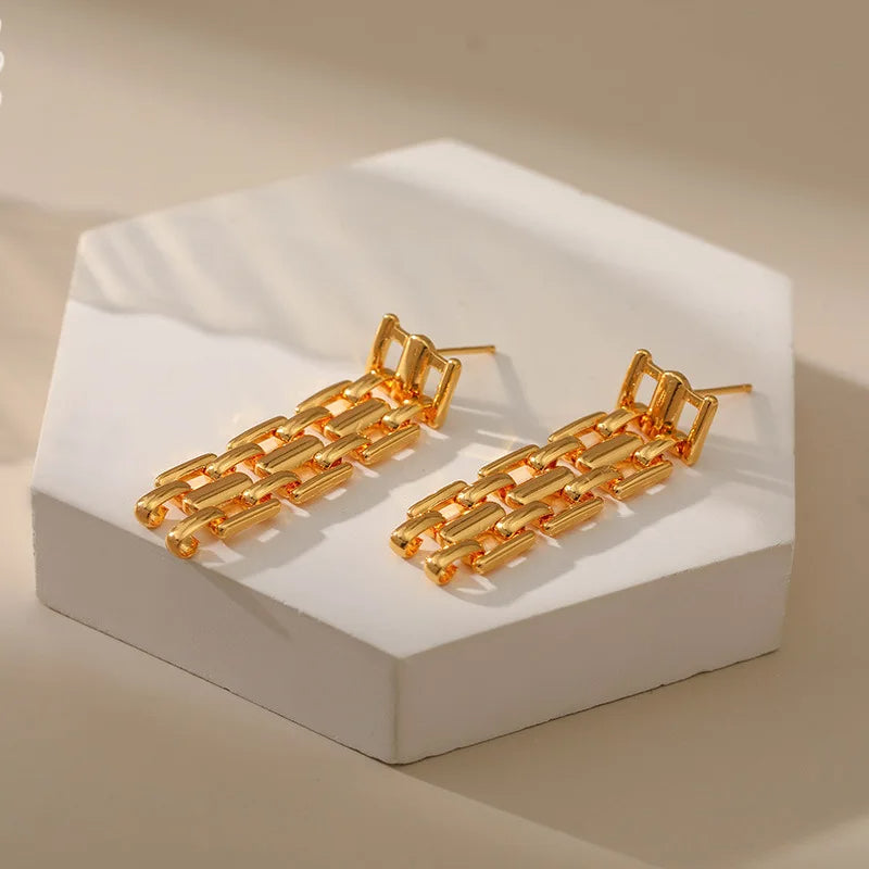 Long Woven Strap Earrings