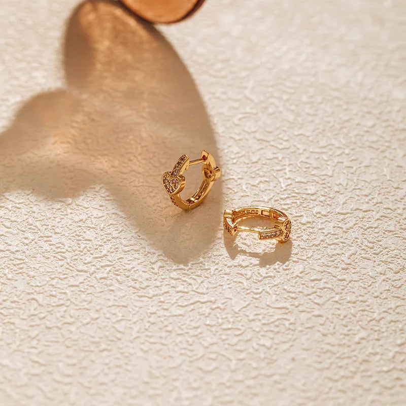 Inlaid Heart Hoop Earrings