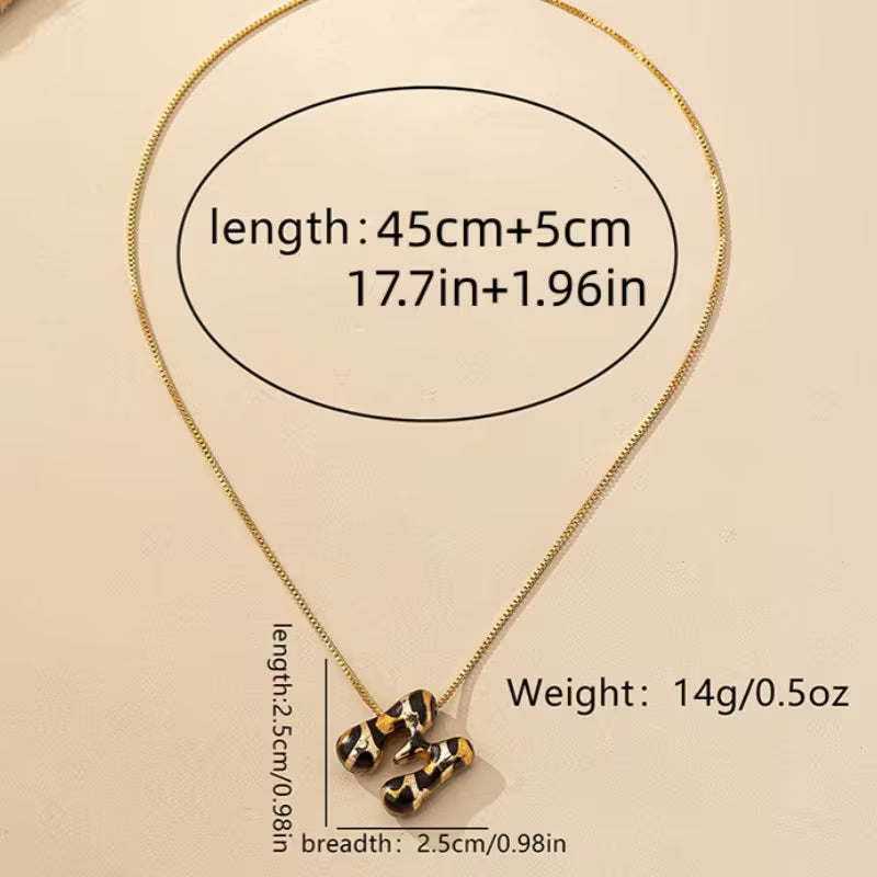 Bubble Leopard Initial Necklace