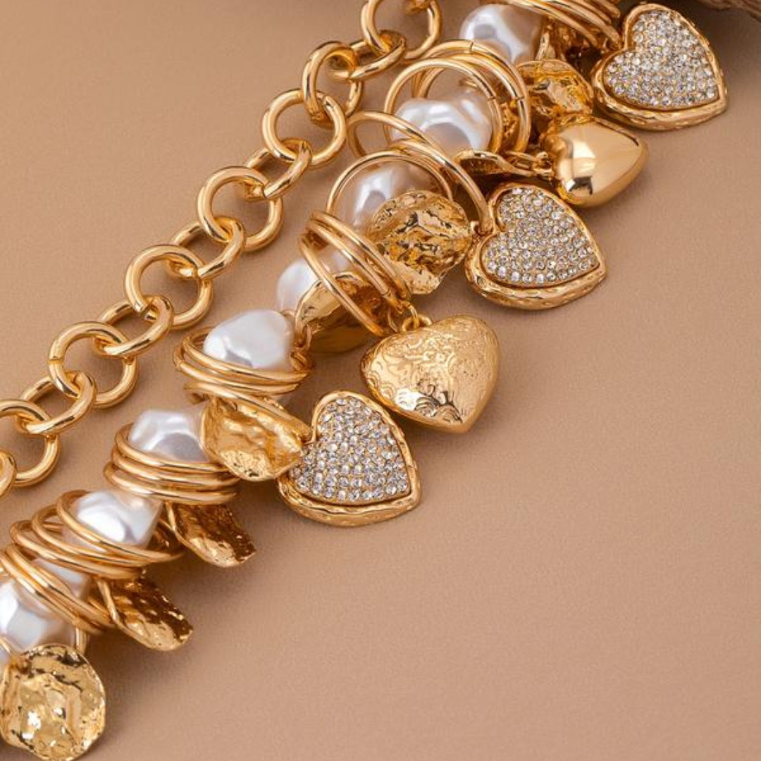 Chunky Boho Hearts Necklace