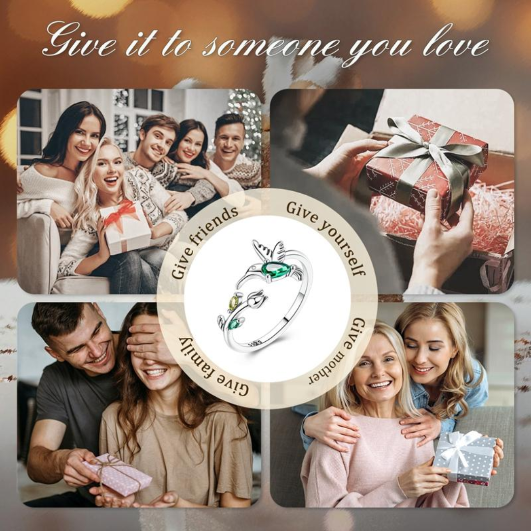 Resizable Hummingbird & Tulip Ring