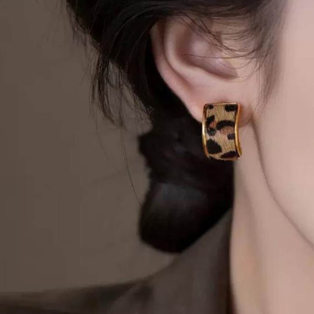 Leopard Print Hoop Earrings