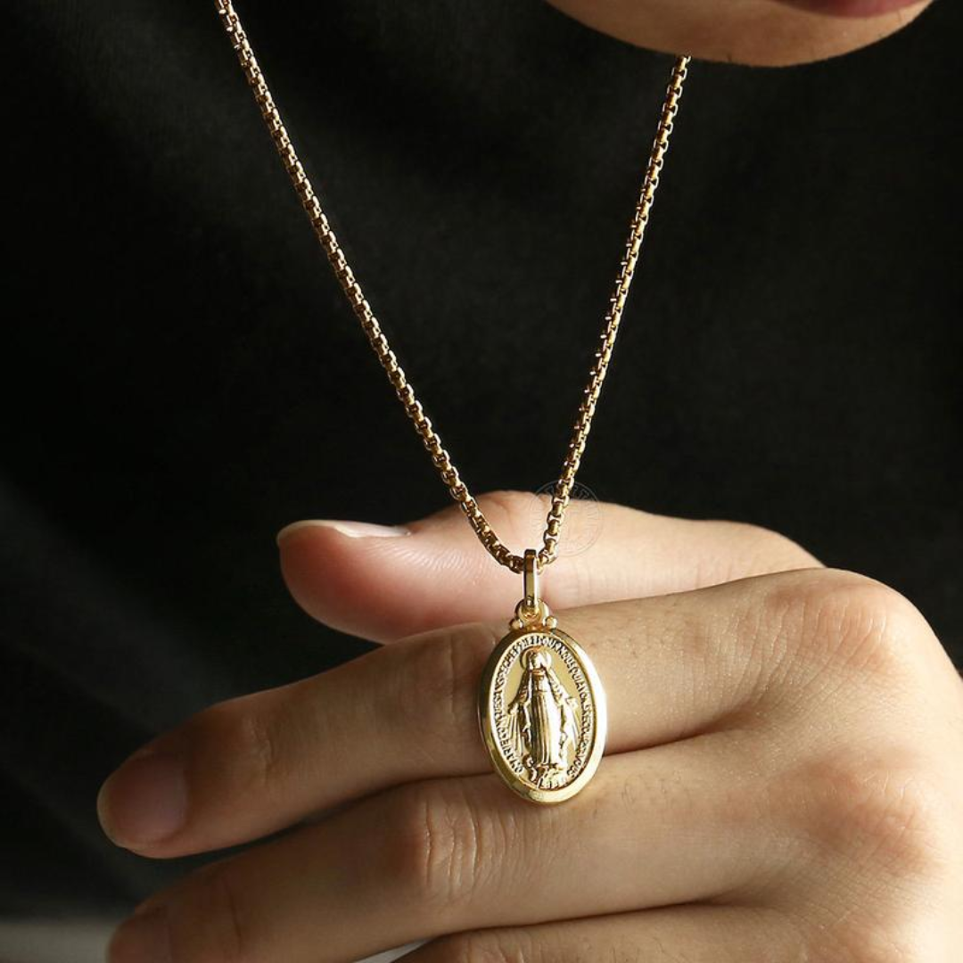 Double Virgin Mary Charm Necklace
