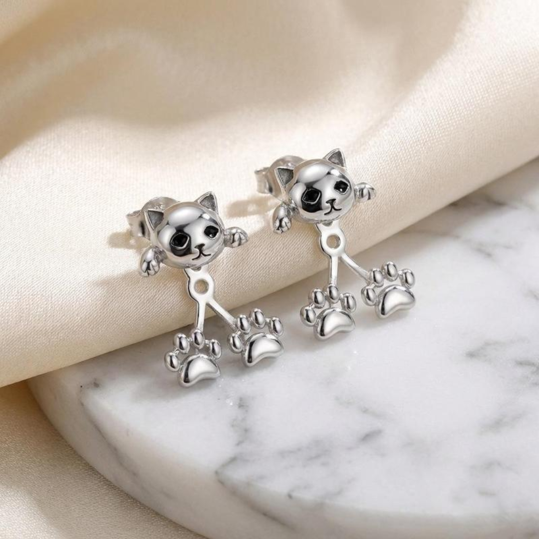 S925 Cat Paw Earrings