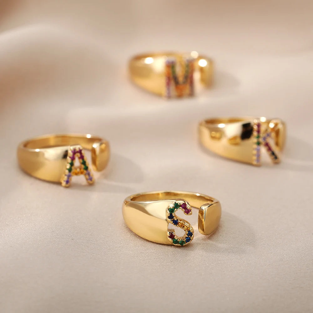 Rainbow Letter Ring