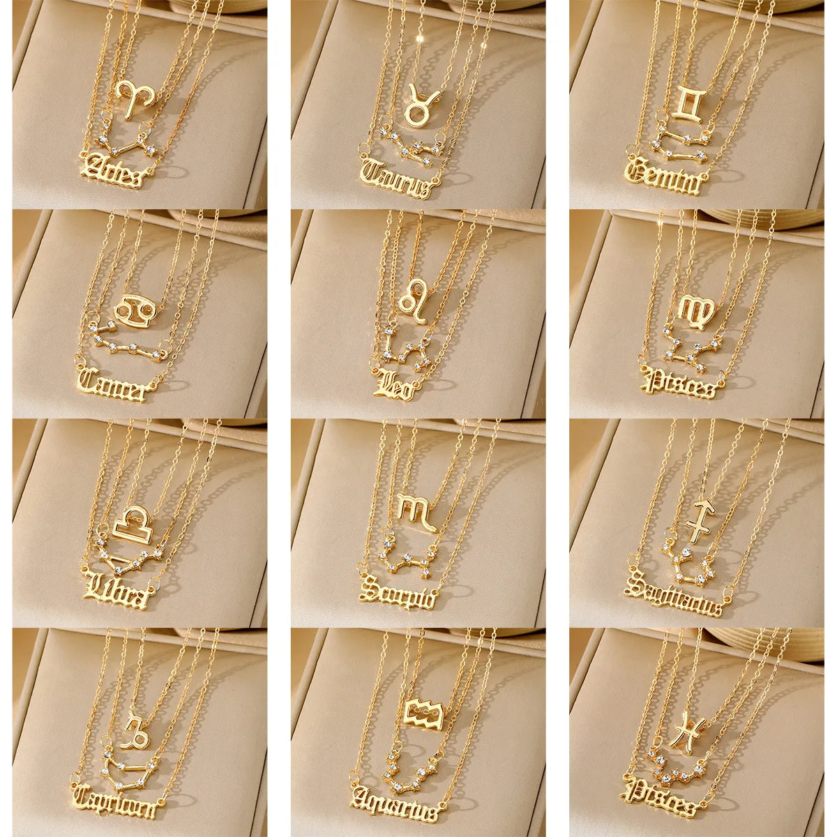 3 PCS Constellation Pendant Necklace