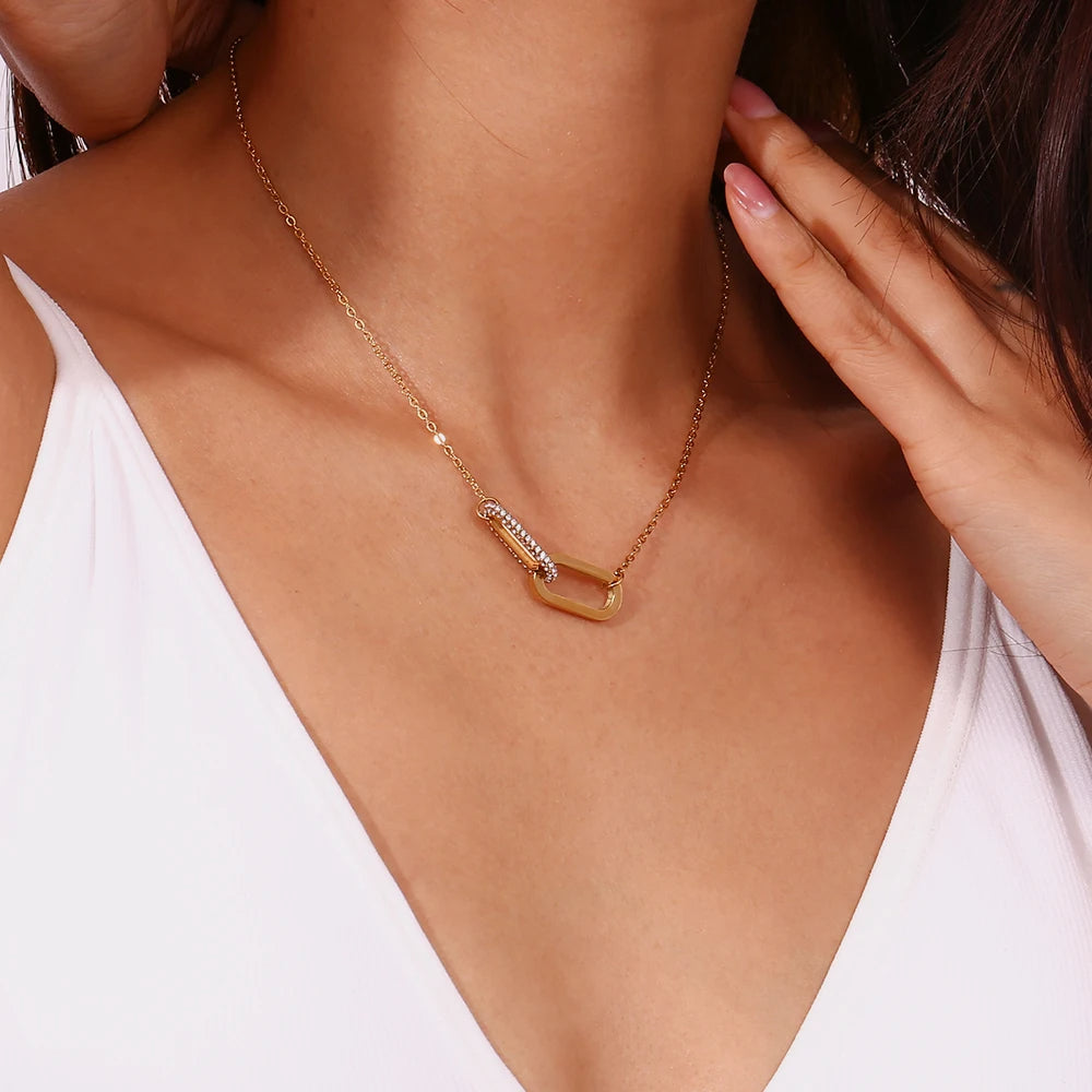 Rhinestone Paperclip Necklace