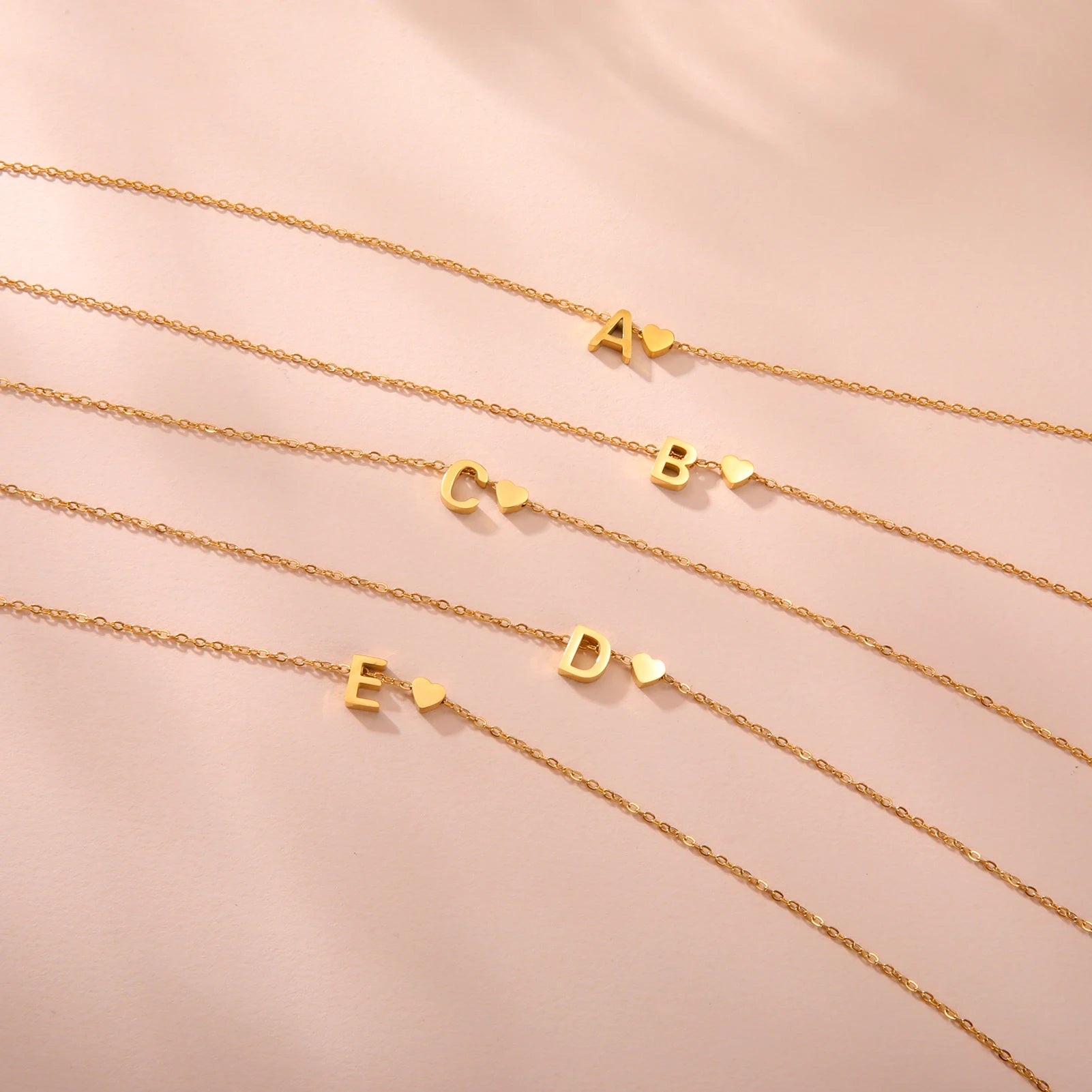 Dainty Heart Initial Necklace