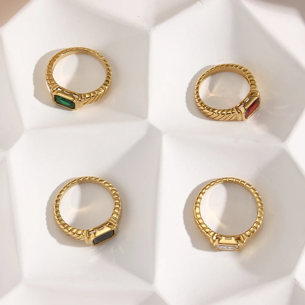 Thin Square Stone Ring