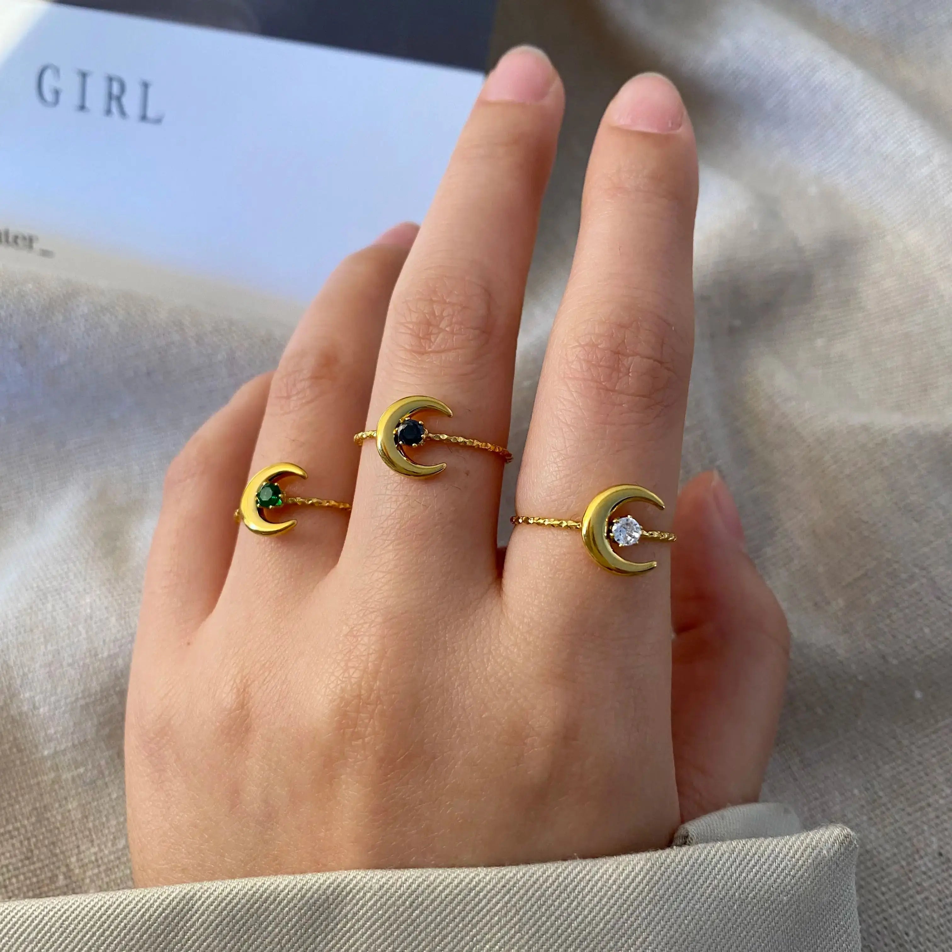 Zircon Moon Ring