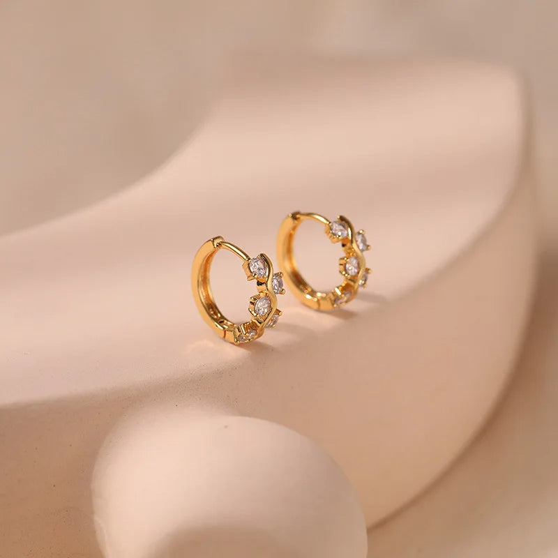 White Zirconia Hoop Earrings