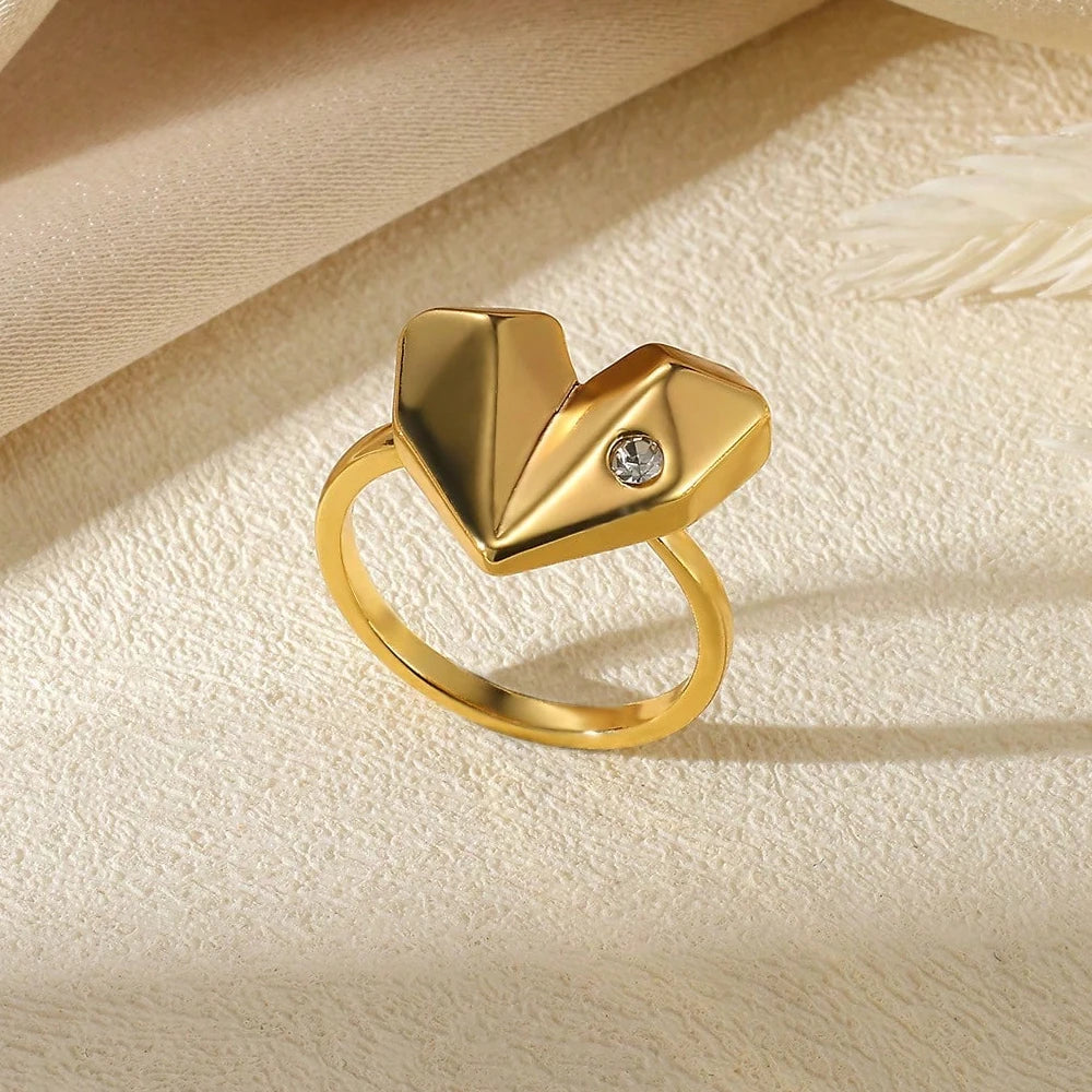 Geometric Heart Ring