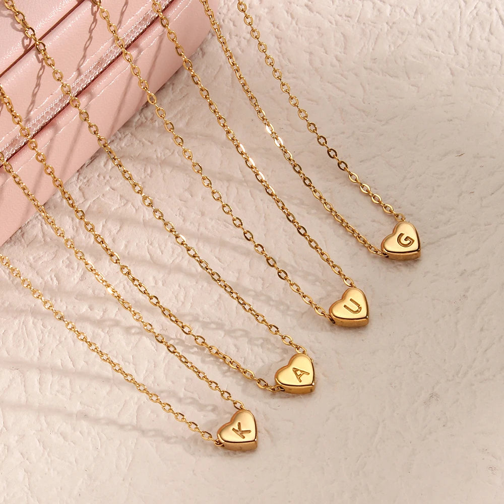 Small Heart Letter Necklace
