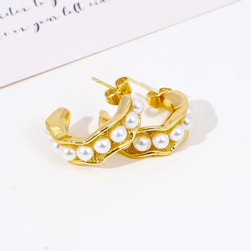 Circle Pearl Hoop Earrings