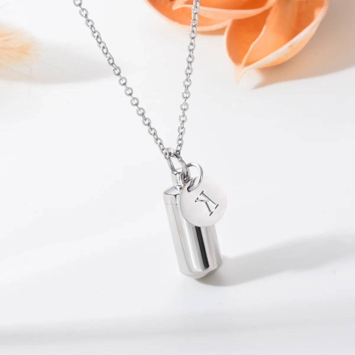 Cremation Urn Initial Charm Necklace