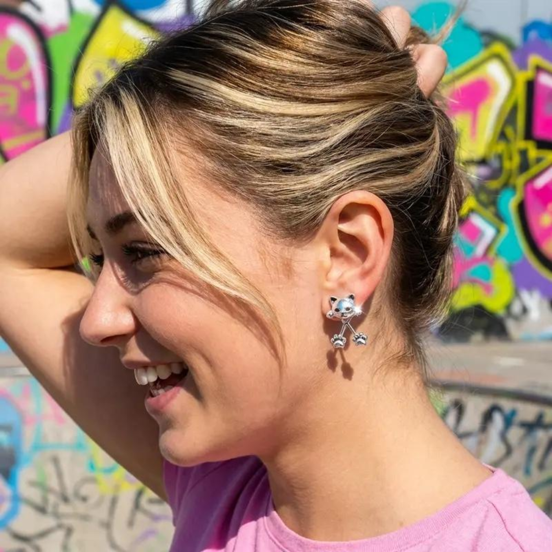 S925 Cat Paw Earrings
