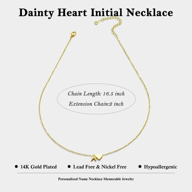 Dainty Heart Initial Necklace
