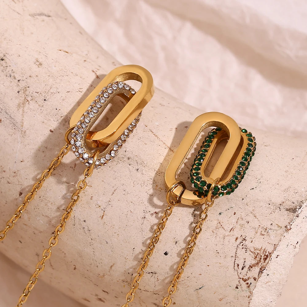 Rhinestone Paperclip Necklace