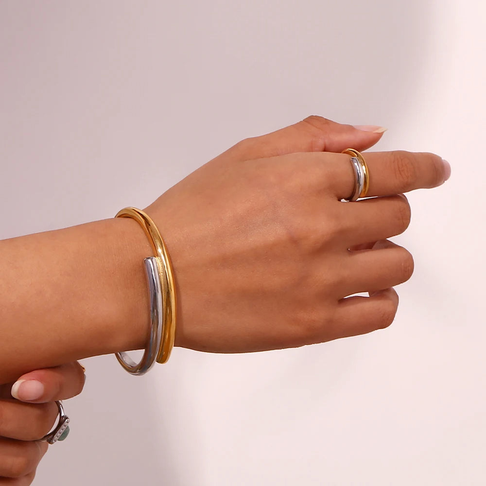 Dual Tone Cuff Bracelet
