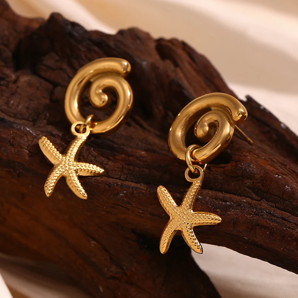 Spiral Starfish Earrings