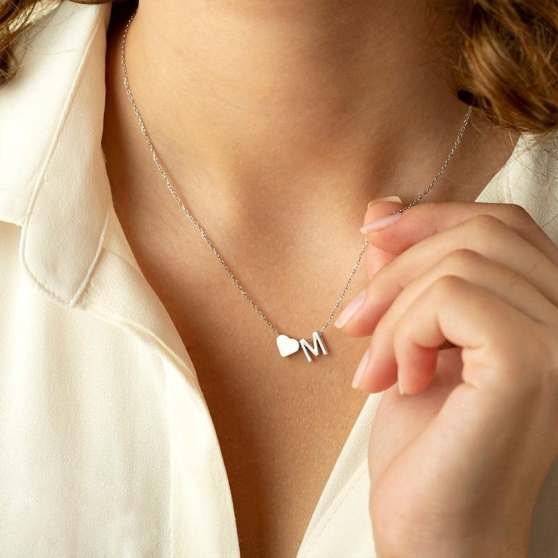 Dainty Heart Initial Necklace