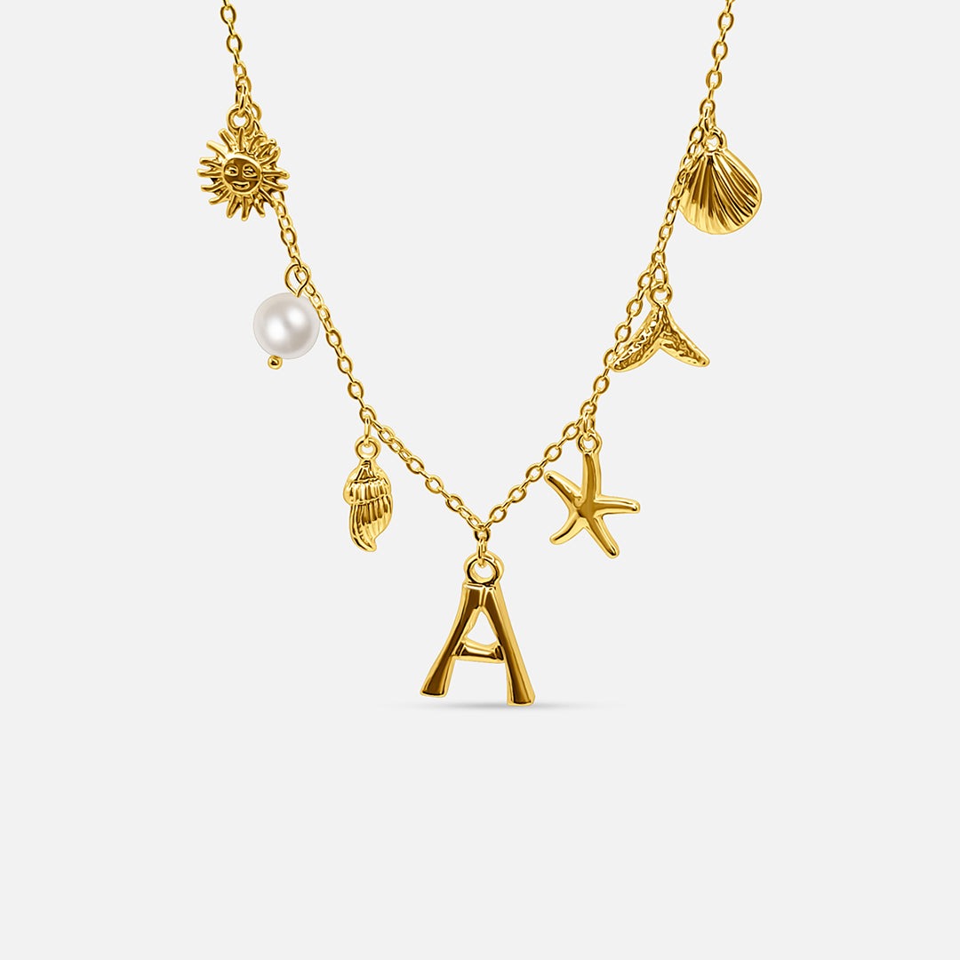 Gold Ocean Letter Necklace