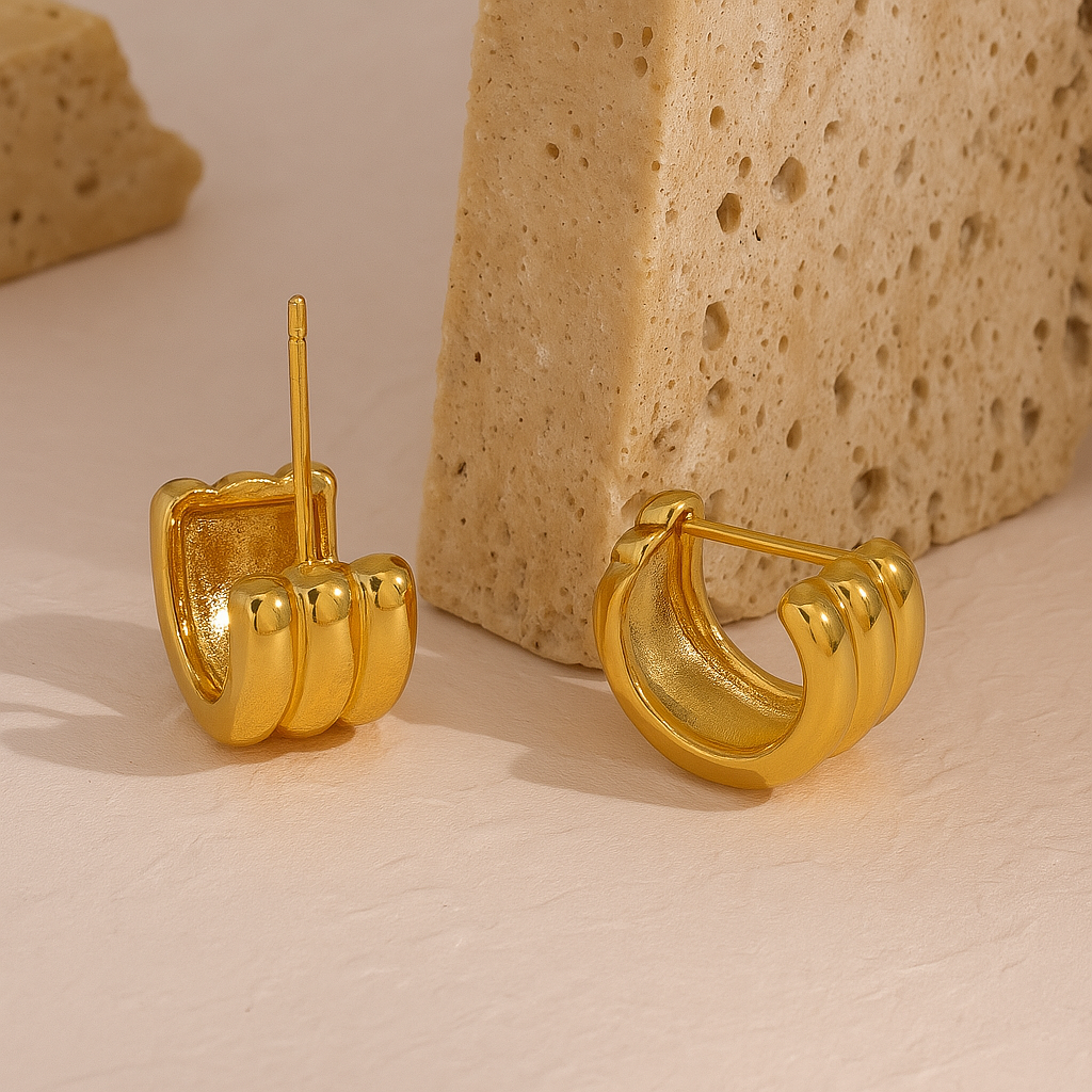 Trilayer C Earrings