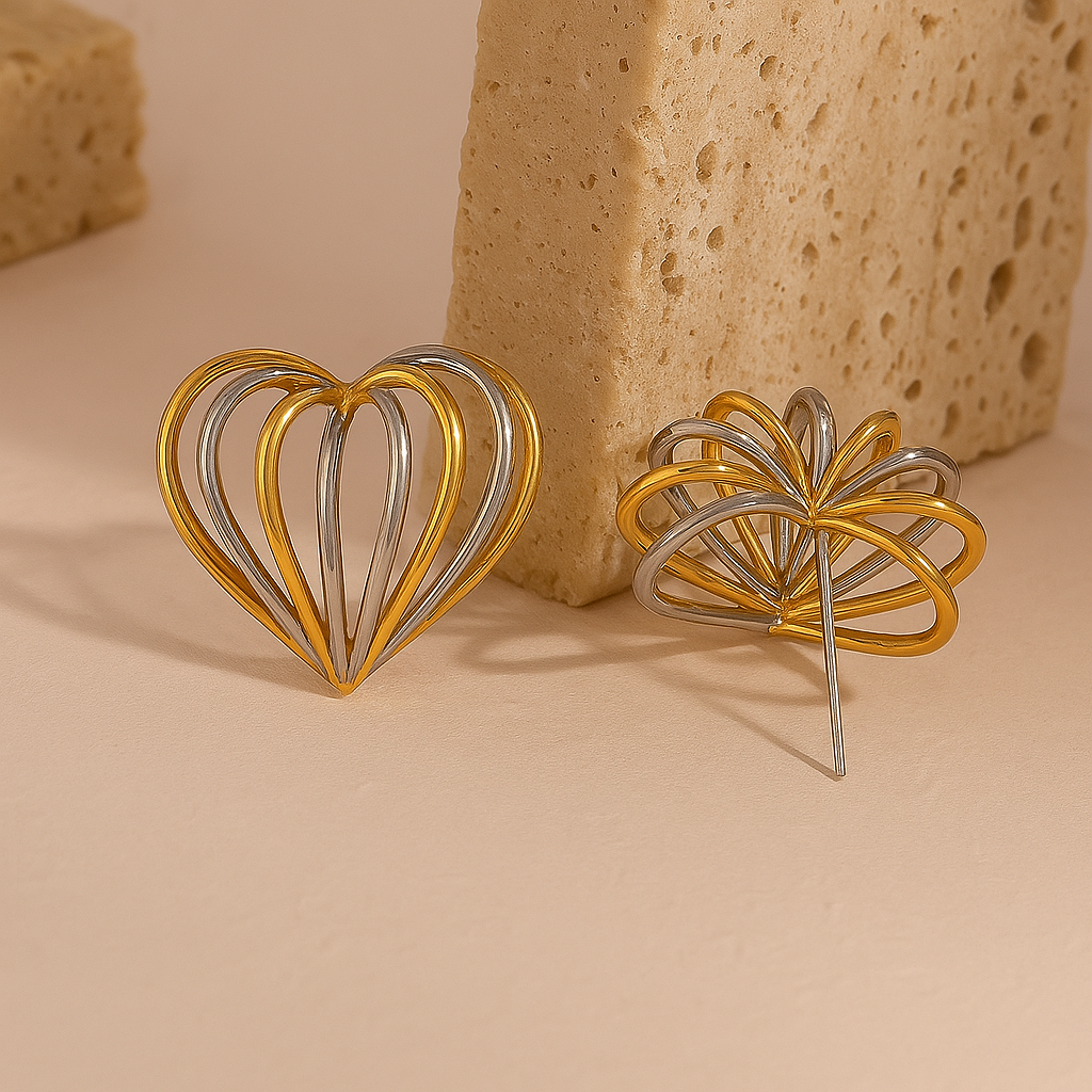 Striped Heart Earrings