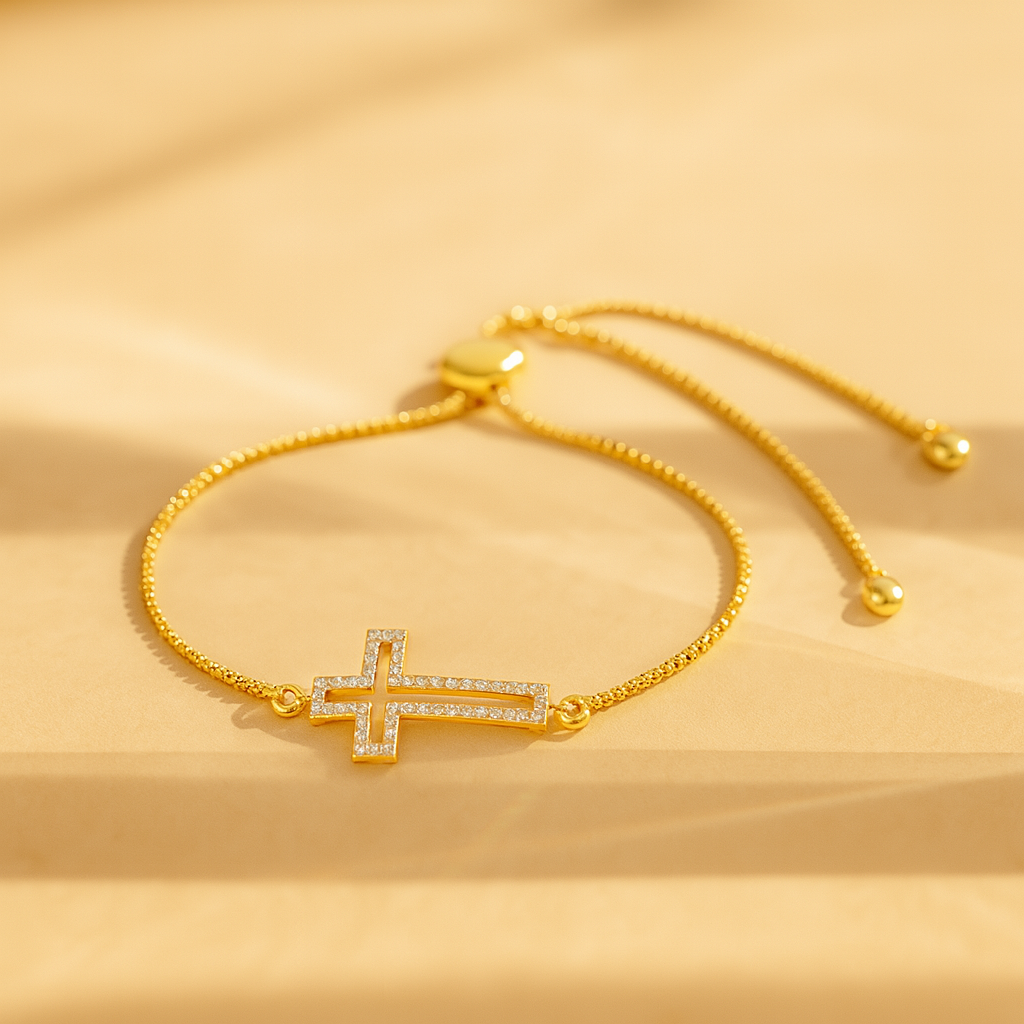 Rhinestone Cross Charm Bracelet