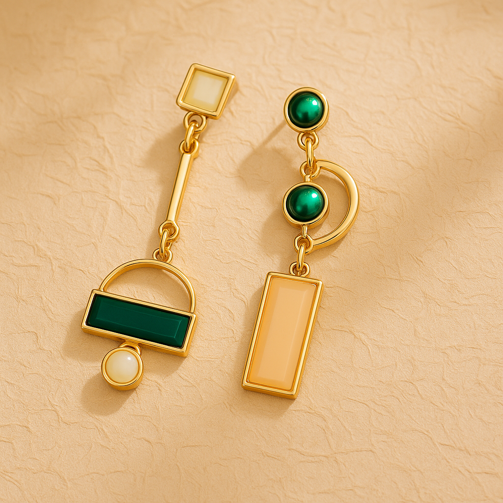 Geometric Enamel Drop Earrings