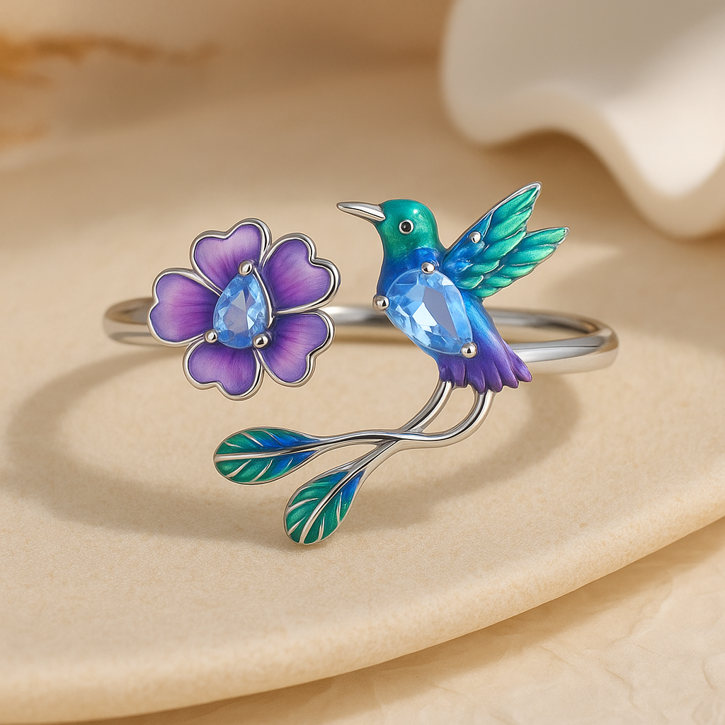 Colorful Flower Bird Ring