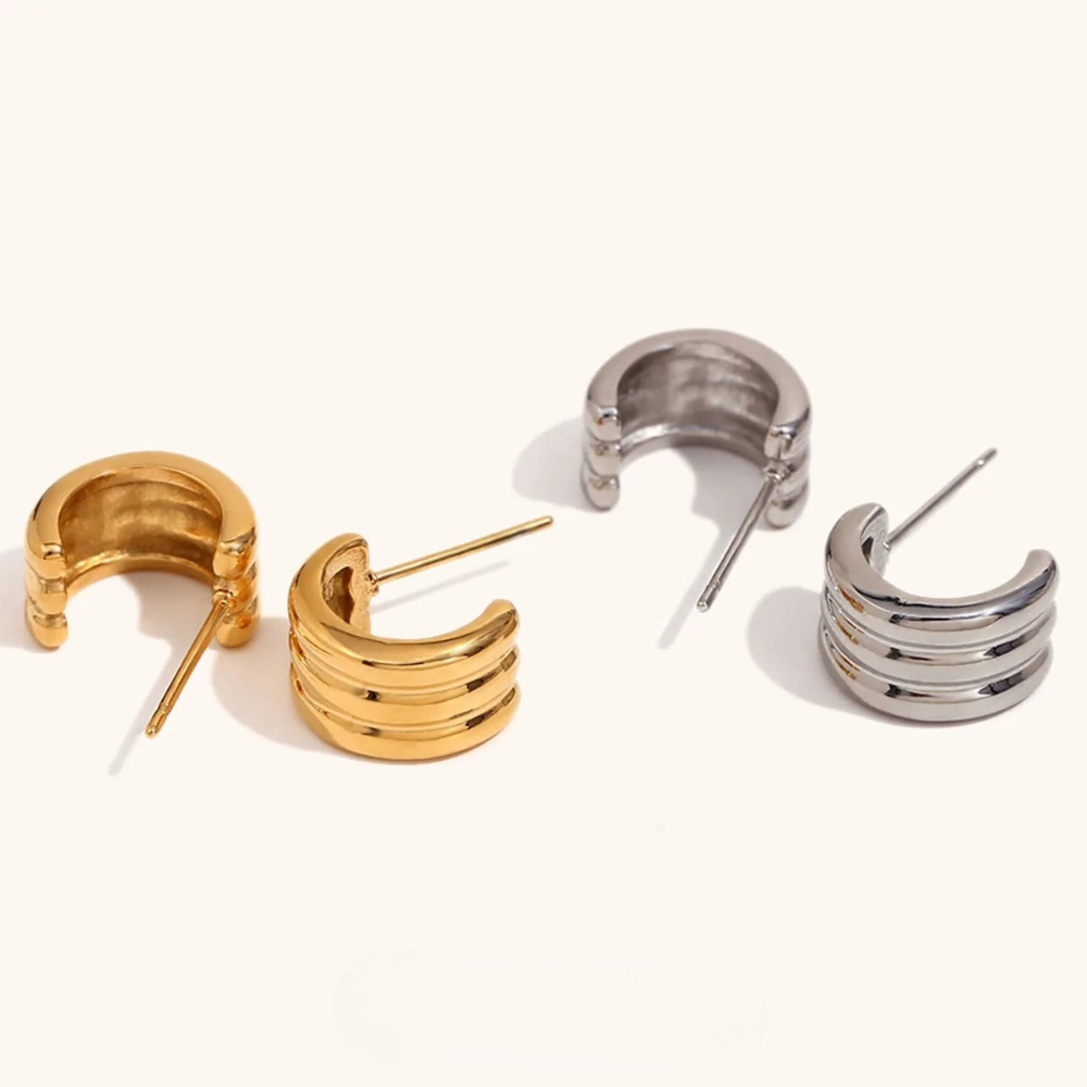 Trilayer C Earrings