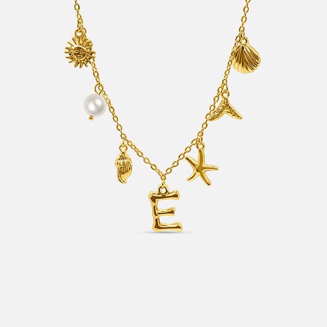 Gold Ocean Letter Necklace
