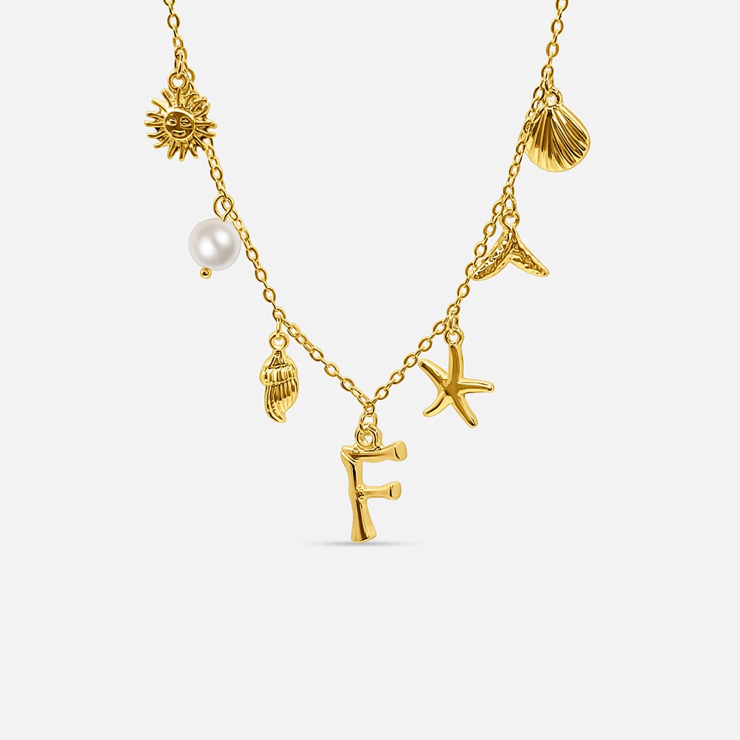 Gold Ocean Letter Necklace