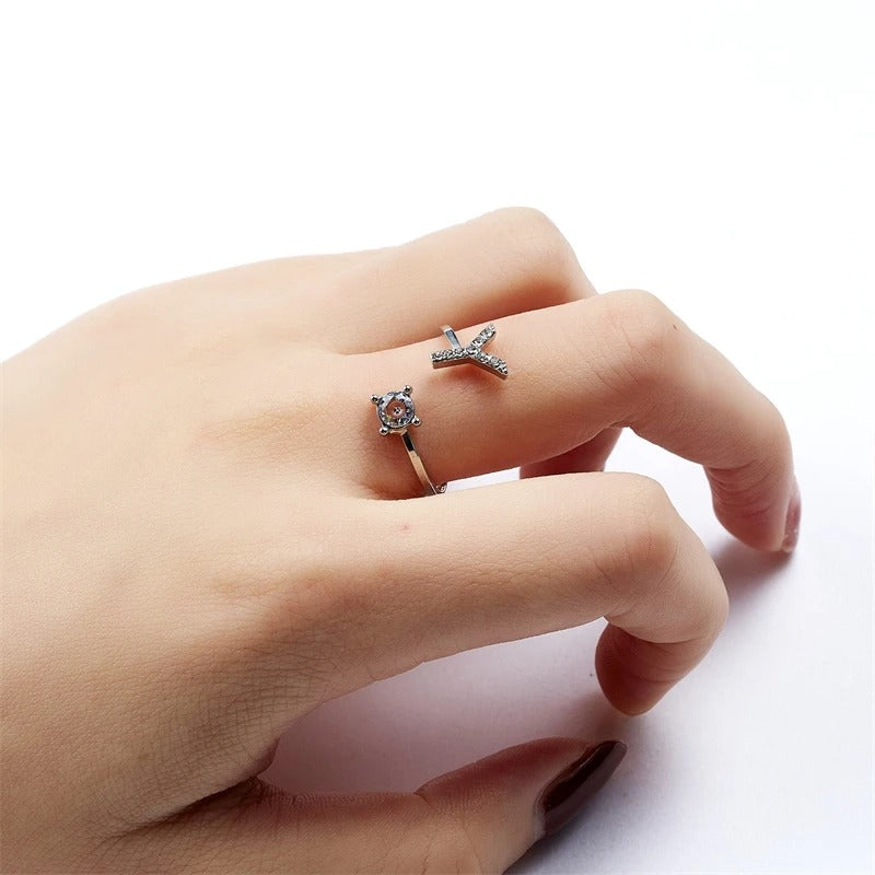 Rhinestone Alphabet Ring