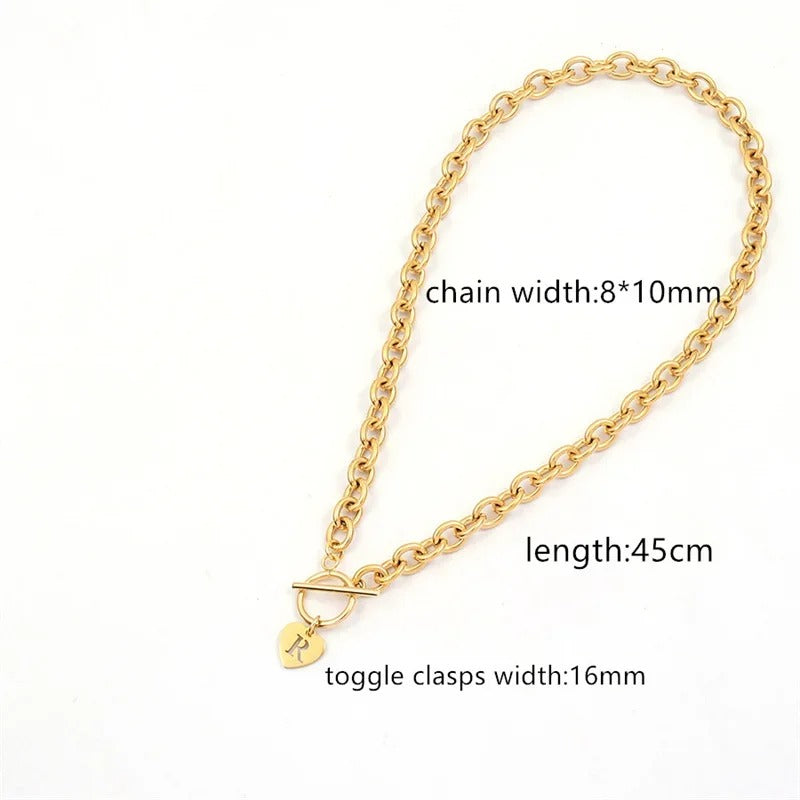 Toggle Clasp Initial Necklace