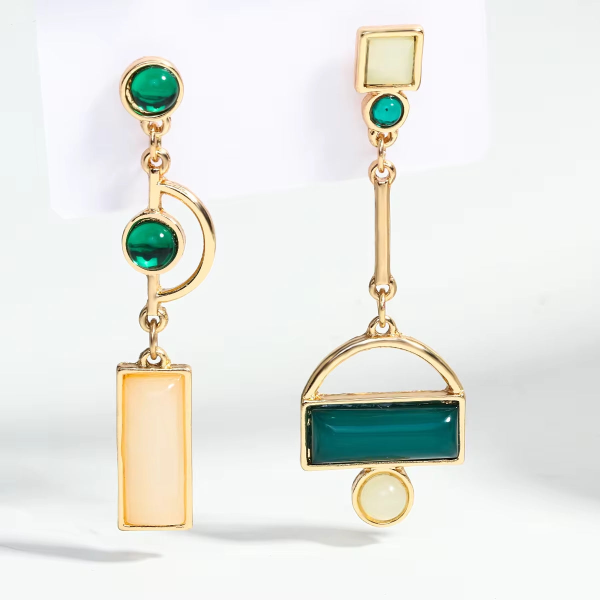 Geometric Enamel Drop Earrings