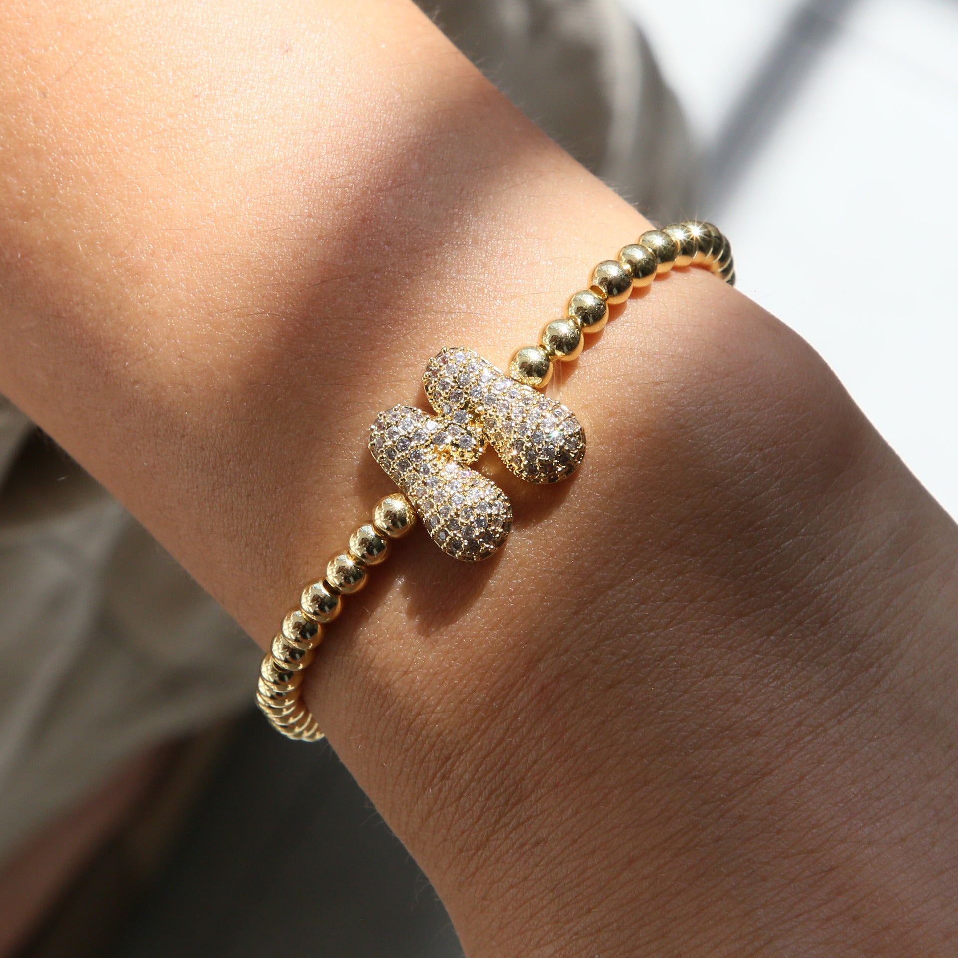 Beaded Bubble Initial Bracelet