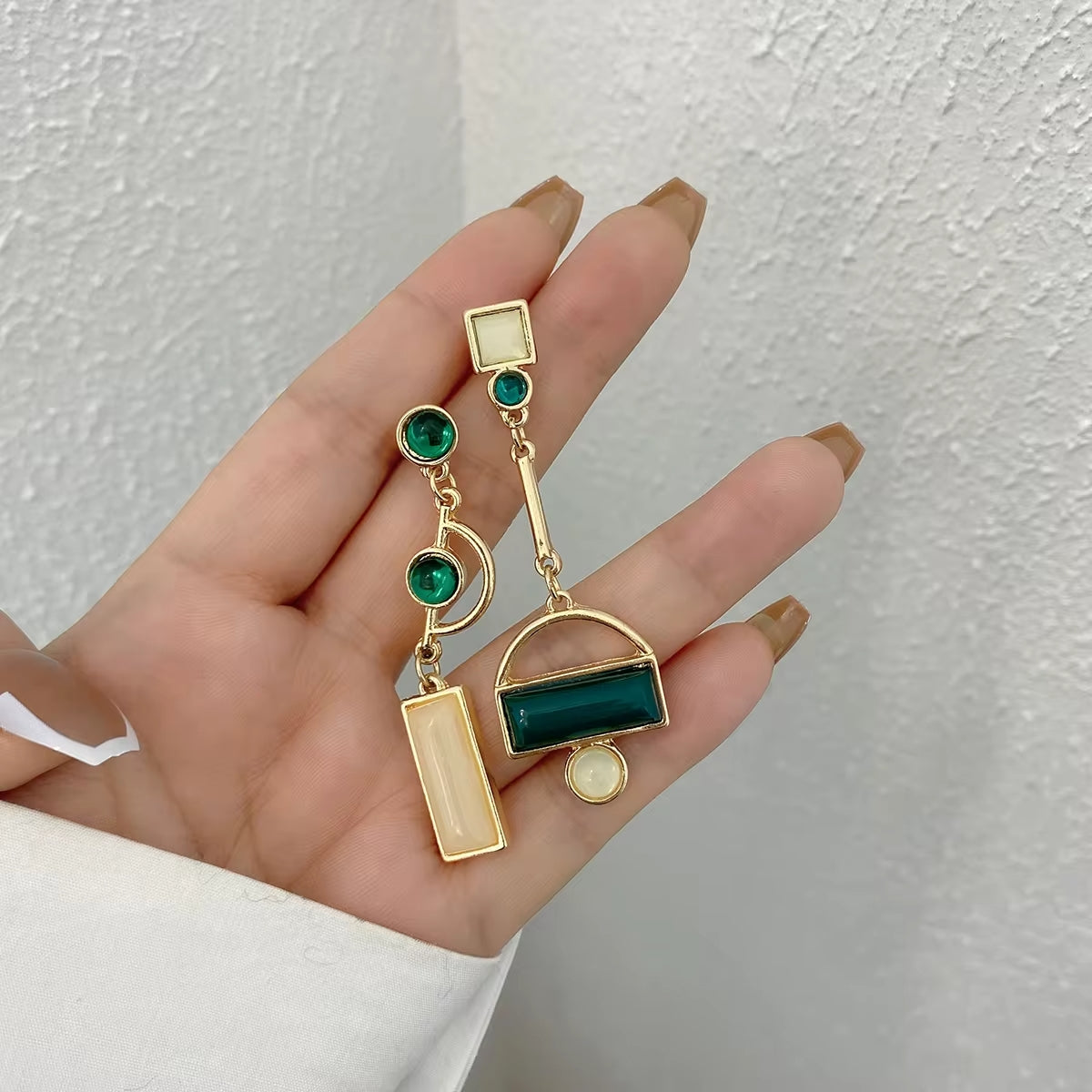 Geometric Enamel Drop Earrings